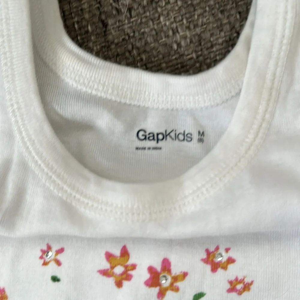 Gap Kids girls Summer of Love Bling White Tank Top Size 8